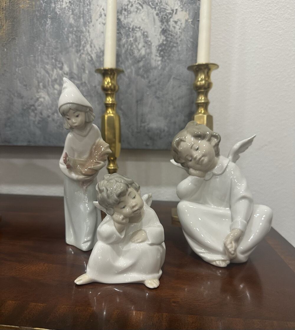 Lot of 3 Authentic Lladró Spain Porcelain Figurines Angels & Child Bird EUC